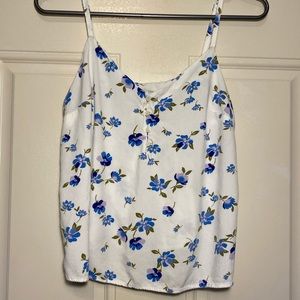 White and Blue Floral Blouse